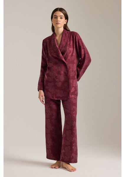 Dokulu Kruvaze Kapama Tencel Pijama Üstü