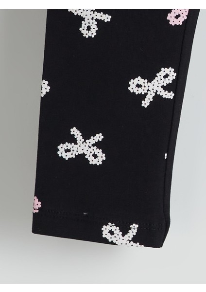 Yeni Sezon Beli Lastikli Kurdele Detaylı Kız Çocuk Tayt 2'li modelleri