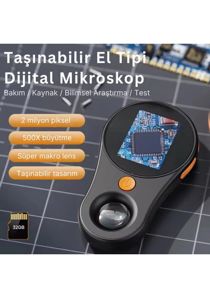 IPS Ekranlı Taşınabilir Dijital Mikroskop 500X 2mp 8 LED Işıklı 1080P Foto/video Typec Windows/mac Uyumlu fiyatları