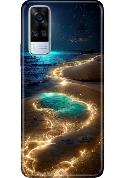 Vivo Y51 Uyumlu Kılıf Resimli Desenli Silikon Golden Beach