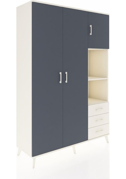 Hyperion Dolap 5 Raflı 3 Çekmeceli Tek Askılı 132X44X195 Aytaşı-Antrasit/aytaşı fiyatları