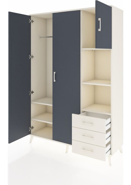 Hyperion Dolap 5 Raflı 3 Çekmeceli Tek Askılı 132X44X195 Aytaşı-Antrasit/aytaşı modelleri