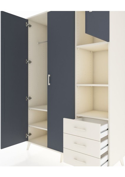 Hyperion Dolap 5 Raflı 3 Çekmeceli Tek Askılı 132X44X195 Aytaşı-Antrasit/aytaşı fırsatları