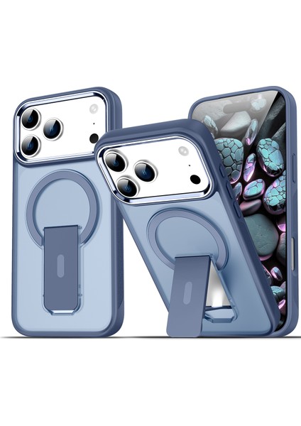 iPhone 17 Pro Max Için Manyetik Standlı Kılıf, Magsafe ile Uyumlu, Mat Arka, Darbeye Dayanıklı Telefon Kılıfı, Mavi (Yurt Dışından)