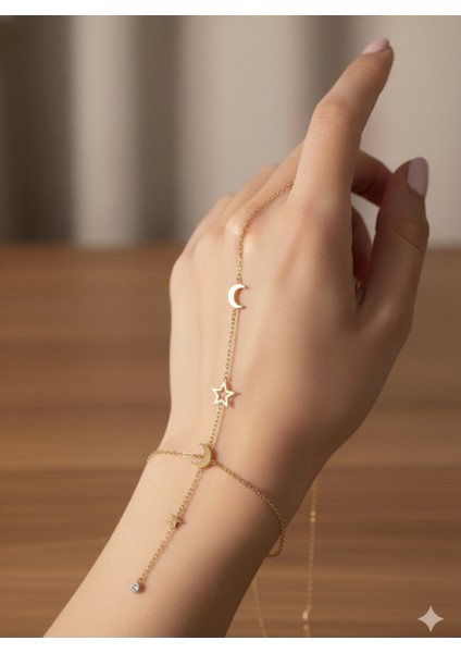 Gökyüzü Esintisi: Ay Yıldız Minimal Şahmeran Bileklik
