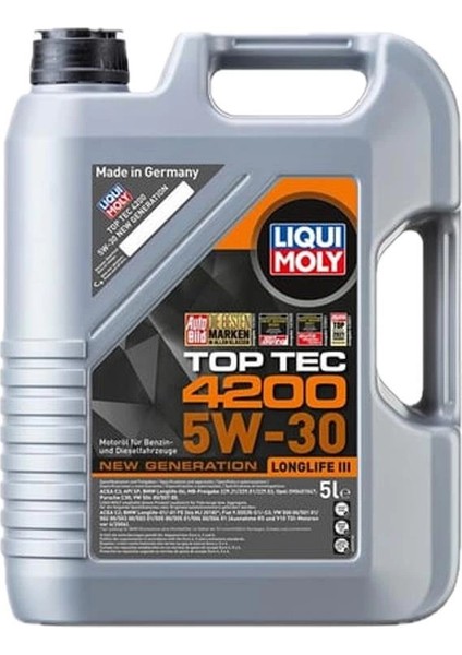5W30 Motor Yağı Tam Sentetik Top Tec 4200 5 Litre Üretim Yılı 2025 (8973)