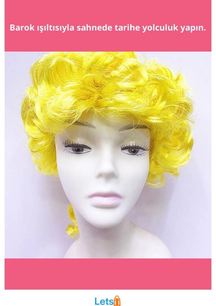 Barok Dönem Yargıç Peruğu Sarı 50 cm Sentetik fiyatları