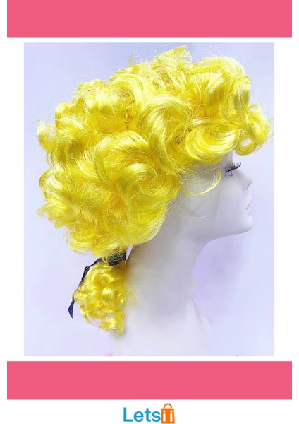 Barok Dönem Yargıç Peruğu Sarı 50 cm Sentetik modelleri