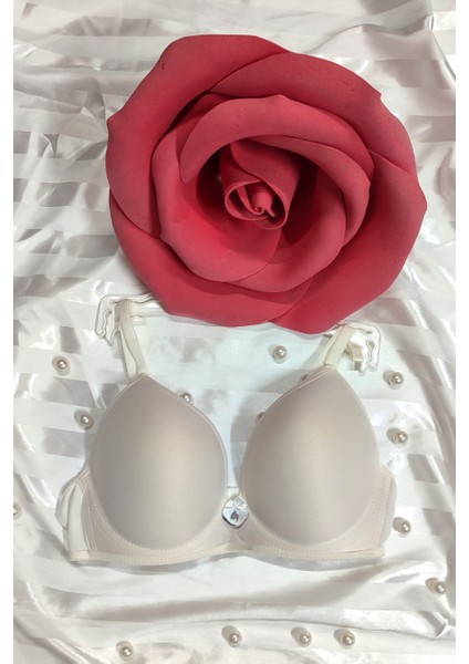 Siyah Beyaz Üçgen Kap Balenli Push Up Desteksiz Çıkmaz Askılı Ayarlanabilir Askılı Sütyen