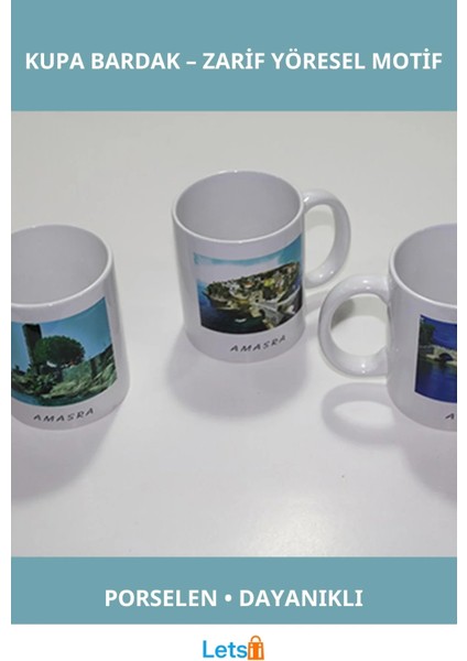 Yöresel Motifli Porselen Kupa Bardak