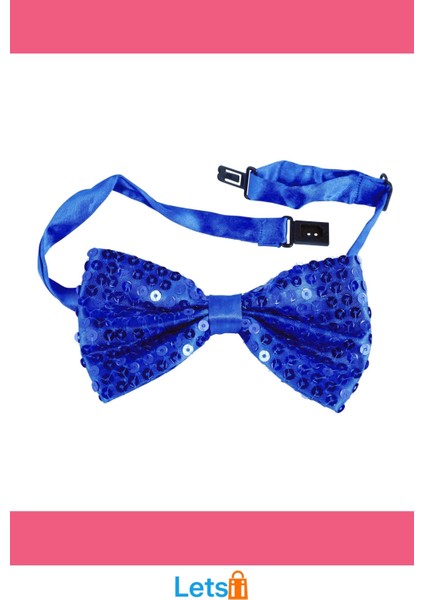 Mavi Payetli Parlak Pullu Papyon modelleri