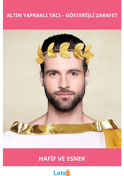 Altın Yapraklı Roma Bizans Sezar Tacı Kostüm Aksesuarı