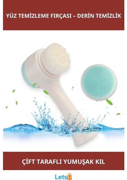 Çift Taraflı Yumuşak Temizleme Fırçası Makyaj Yüz Temizleme Aleti