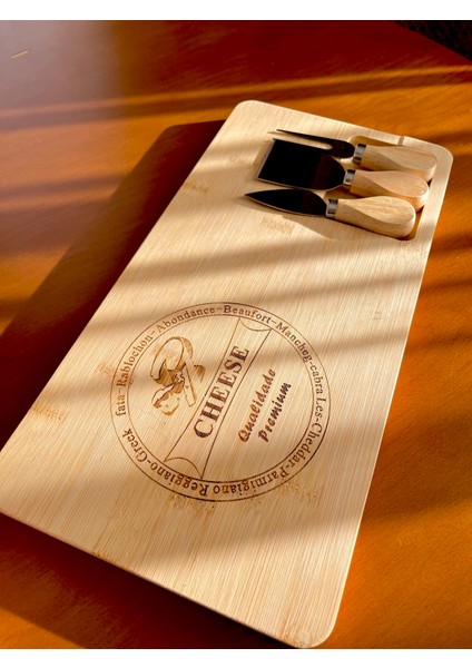 Bambu Peynir Tabağı- Bıçak Setli