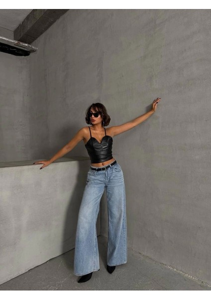 İp askılı yandan fermuarlı rastale deri crop siyah s24113 indirimleri