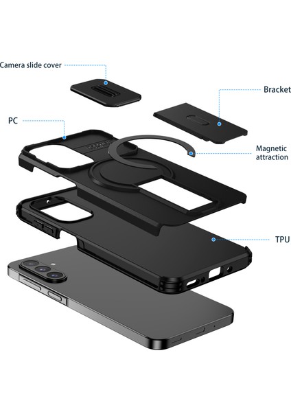 Samsung Galaxy A26/A17 5g/4g Için Manyetik Kılıf, Kayar Kamera Korumalı Çift Katmanlı Darbeye Dayanıklı Telefon Kılıfı, Ayarlanabilir Stand, Siyah (Yurt Dışından) fiyatları