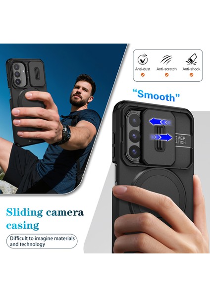 Samsung Galaxy A26/A17 5g/4g Için Manyetik Kılıf, Kayar Kamera Korumalı Çift Katmanlı Darbeye Dayanıklı Telefon Kılıfı, Ayarlanabilir Stand, Siyah (Yurt Dışından) fırsatları