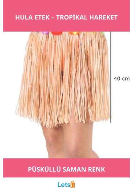 Saman Renk Püsküllü Hawaii Luau Hula Etek
