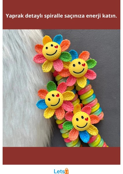Gülümseyen Güneş Spiral Toka Renkli Yapraklı Saç Aksesuarı fiyatları