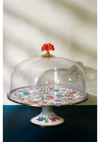 Piraye Emaye 30 cm Ayaklı Kek Fanusu