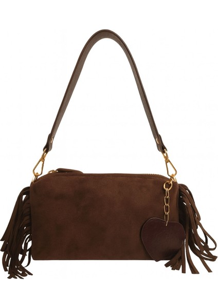 Moon Amber Omuz Çantası Süet Kahve