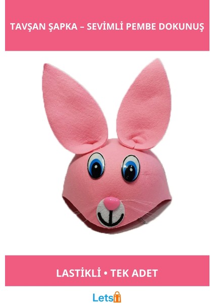 Pembe Renk Çocuk Tavşan Şapkası Rahat ve Şık