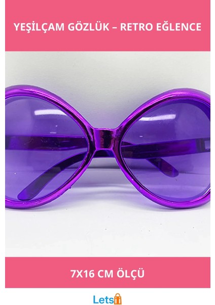 Mor Renk Yeşilçam Nostalji Parti Gözlüğü 7X16 cm