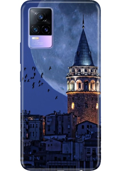 Vivo V21E Uyumlu Kılıf Resimli Desenli Silikon Galata Moon
