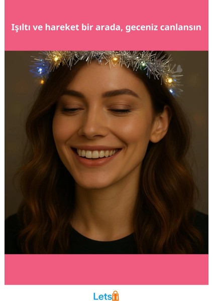 Kalp Püsküllü 3 Modlu LED Işıklı Taç Gümüş Renk fiyatları