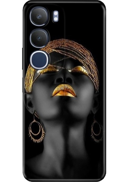 Vivo Y19S Kılıf Vivo Y19S Renkli Silikon Baskılı Tpu Afrikalı Kız