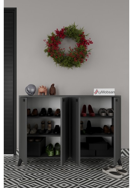 Artemis 4 Kapaklı 3 Raflı Ayakkabılık Antrasit fiyatları