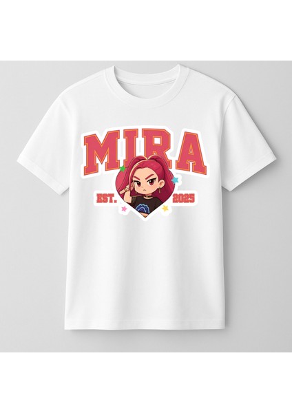 Kpop Demon Hunters Huntrix Mira Kısa Kollu Baskılı Kız Çocuk Tişört (4-13 Yaş)