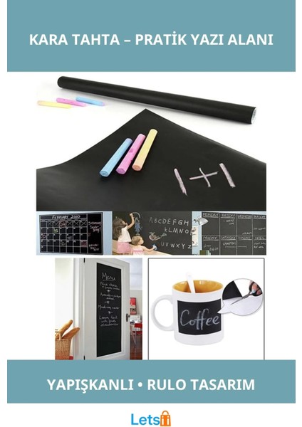 Kendinden Yapışkanlı Çocuk Odası Dekoratif Kara Tahta 30CMX200CM