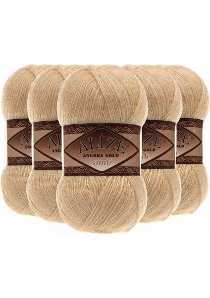 Angora Gold Simli - 5'li Paket (Simli Ince El Örgü Iplığı)-95
