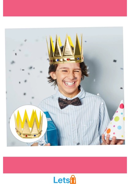 Altın Renk Yumuşak Eva Kral Kraliyet Tacı 55 cm Yetişkin ve Çocuk Uyumlu modelleri