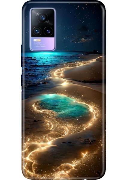 Vivo V21E Uyumlu Kılıf Resimli Desenli Silikon Golden Beach