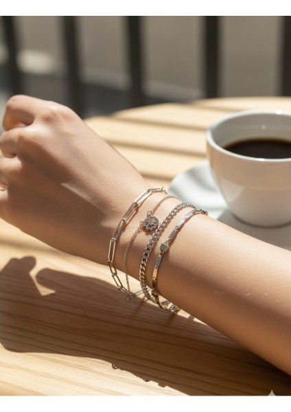 Mix & Match: Gümüş ve Gold Katmanlı Bileklik Seti