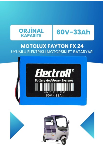 Motolux Fayton Fx 24 Uyumlu Batarya Lifepo4 60V 33AH Elektrikli Motorsiklet Bataryası