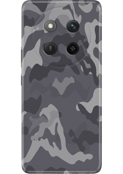Honor X60 Pro 5g Kılıf Retro Art Desenli Esnek Silikon Gri Kamuflaj