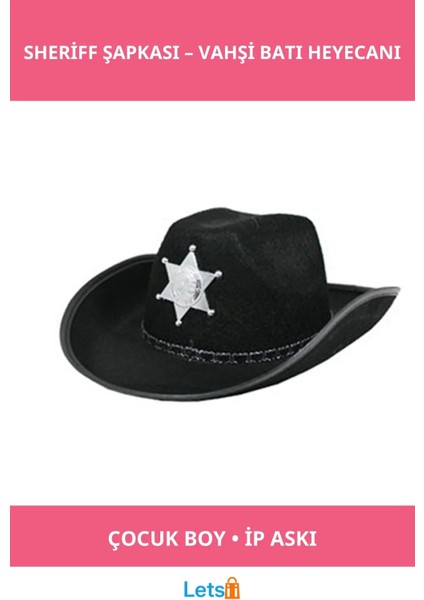 Kovboy Sheriff Şapkası Çocuk Siyah