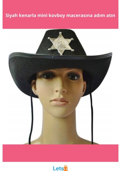 Kovboy Sheriff Şapkası Çocuk Siyah fiyatları