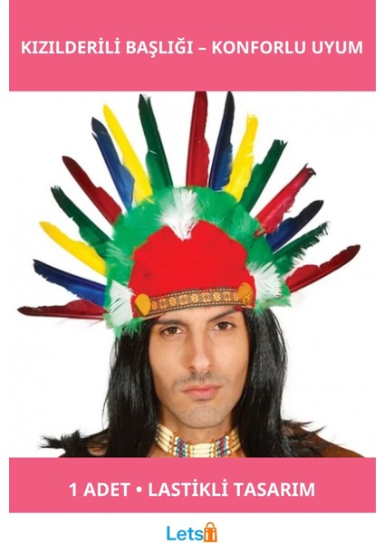 Renkli Kızılderili Başlığı Şapkası Her Kafaya Uyumlu