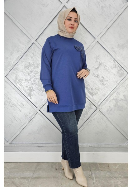 Kadın Dikme Çiçek Detaylı Tesettür Tunik fiyatları