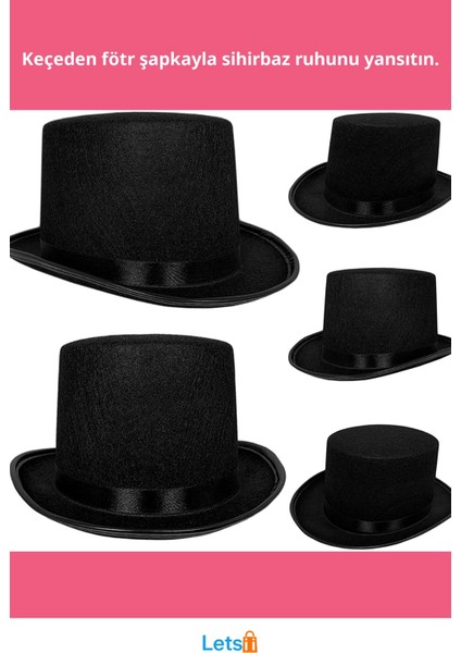 Yetişkin Boy Siyah Renk Keçe Sihirbaz Fötr Şapka fiyatları