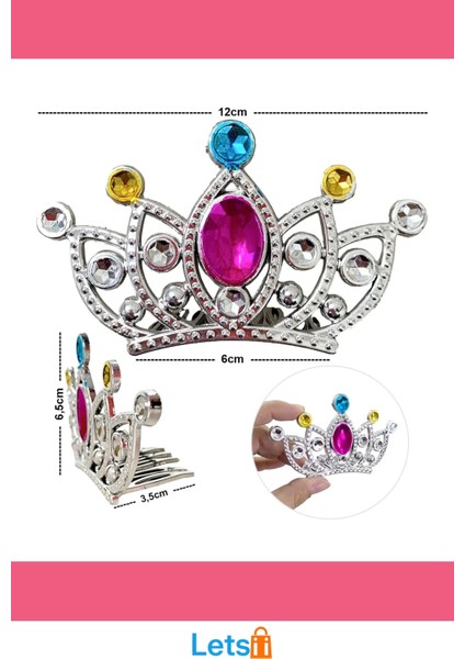 Gümüş Renkli Taraklı Prenses Tacı 2 No modelleri