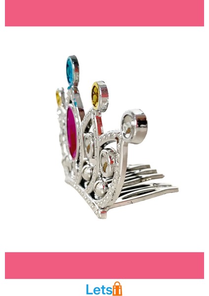 Gümüş Renkli Taraklı Prenses Tacı 2 No fırsatları