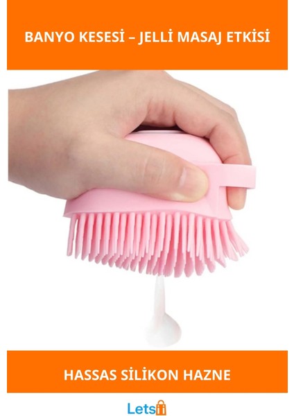 Yumuşak Silikon Hazneli Banyo Kesesi 80ML Pembe/mavi