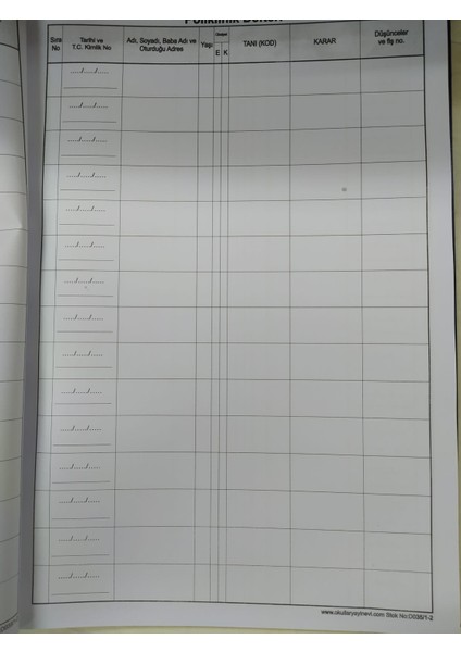 Poliklinik Defteri 28 x 40 400 Sayfa fiyatları