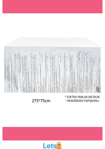 Gümüş Metalize Kendinden Yapışkanlı Masa Eteği 275X75 cm Dekoratif indirimleri