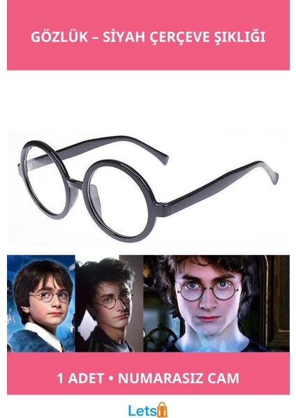 Siyah Çerçeveli Yetişkin ve Çocuklar Için Harry Potter Gözlüğü